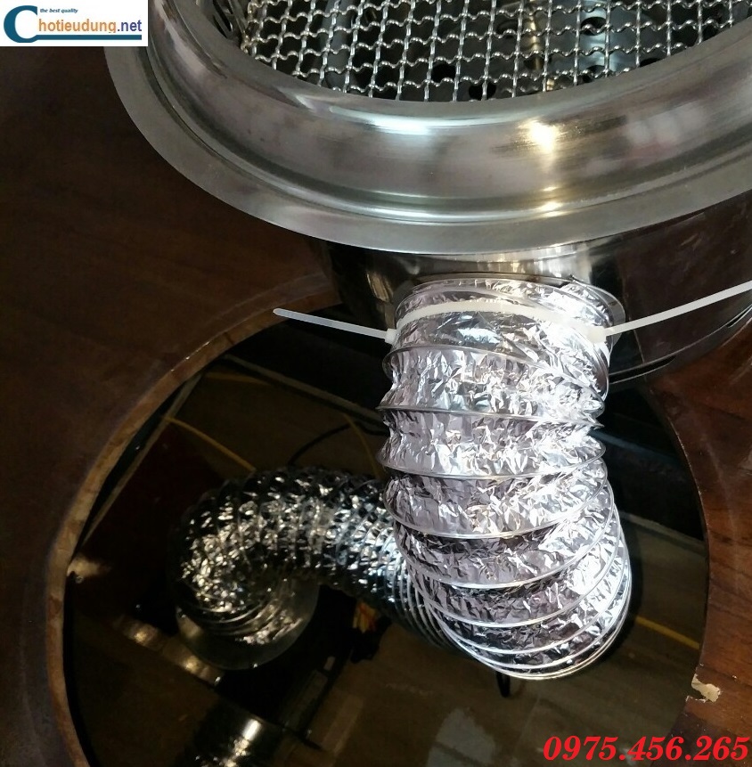 Ống sun bạc hút mùi khói bếp nướng âm bàn giá rẻ tại Hà Nội