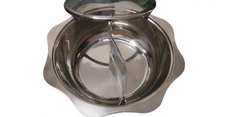 Nồi lẩu 2 ngăn tròn có nắp, nồi lẩu inox haidilao giá rẻ