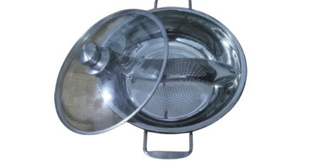 Mua nồi ( xoong ) inox 2 ngăn nấu lẩu có nắp đậy giá rẻ Hà Nội
